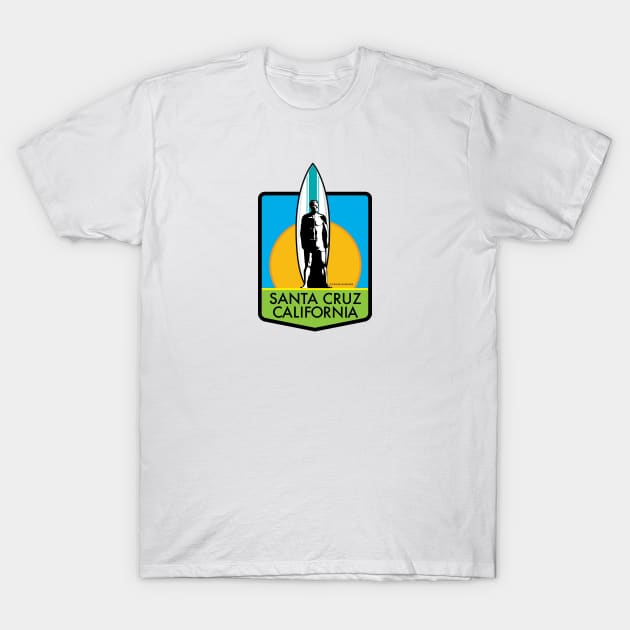 Santa Cruz Logo Surfer Statue T-Shirt by PauHanaDesign